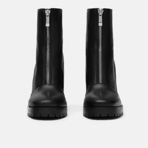 Zara leather booties with front zipper size 10/11